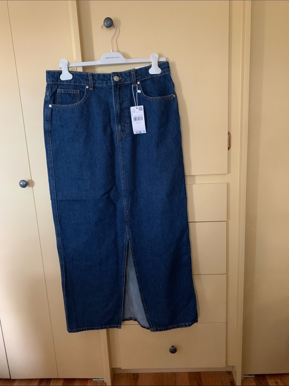 Mango Dark Blue Denim Straight-Leg Jeans Skirt